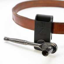 Load image into Gallery viewer, Builder Buddy Magnet Tool Holster with Tool Clip - Strong Magnet AND Clip-On Drill Holder or Tape Measure