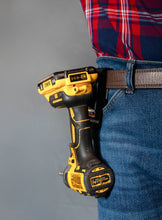 Load image into Gallery viewer, Builder Buddy Magnet Tool Holster with Tool Clip - Strong Magnet AND Clip-On Drill Holder or Tape Measure