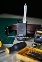 Load image into Gallery viewer, Builder Buddy Magnet Tool Holster with Tool Clip - Strong Magnet AND Clip-On Drill Holder or Tape Measure