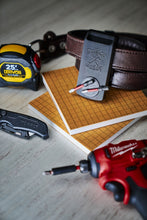 Load image into Gallery viewer, Builder Buddy Magnet Tool Holster with Tool Clip - Strong Magnet AND Clip-On Drill Holder or Tape Measure