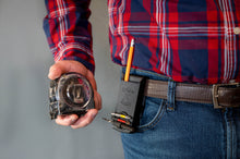 Load image into Gallery viewer, Builder Buddy Magnet Tool Holster with Tool Clip - Strong Magnet AND Clip-On Drill Holder or Tape Measure